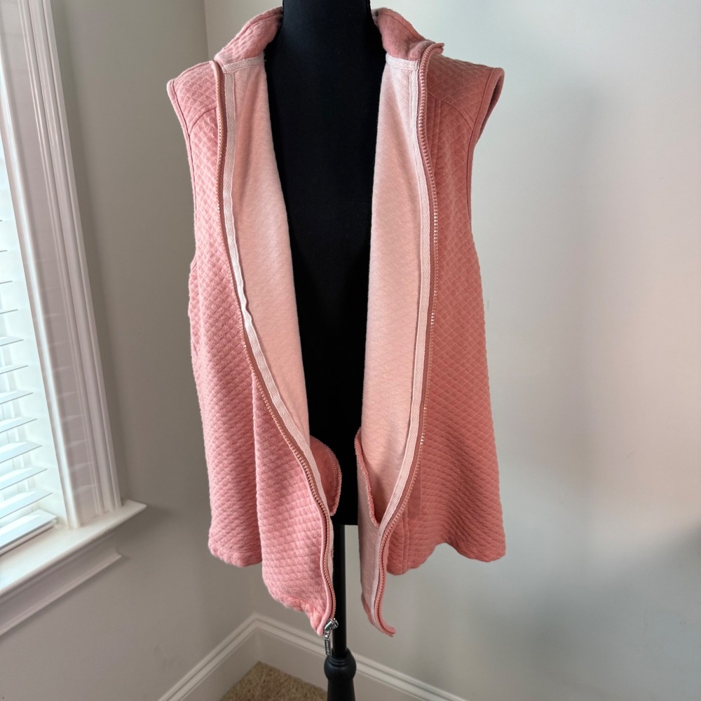 Denim & Co. Active Pink Quilted Zip Front Vest Mock Neck XL A280654